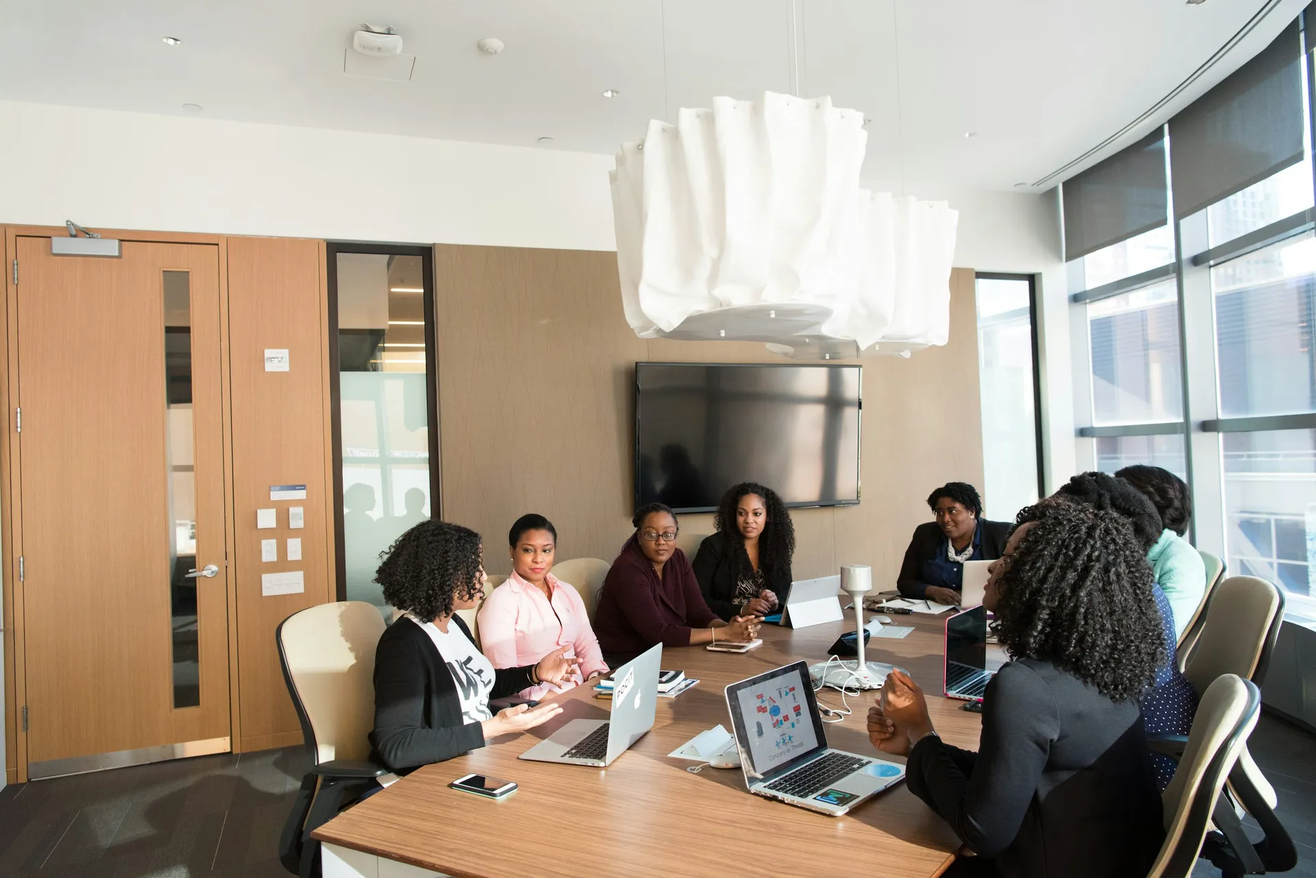 Leadership team collaborating around a table